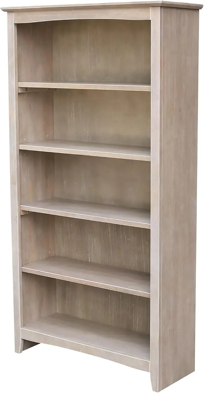 Shaker Solid Wood Bookcase, Washed Gray Taupe