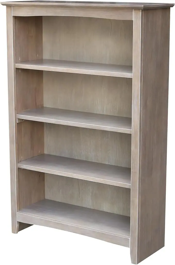 Shaker Solid Wood Bookcase, Washed Gray Taupe