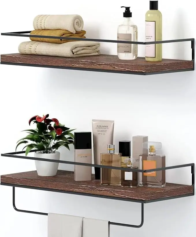 Shario Rustic Wood Floating Shelves