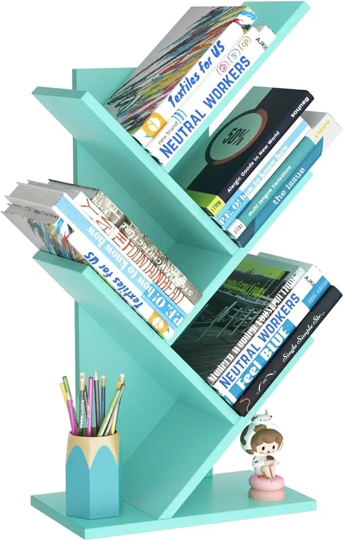 SHEEPAM 5 Tier Tree Book Shelf, Small Desktop Bookshelf