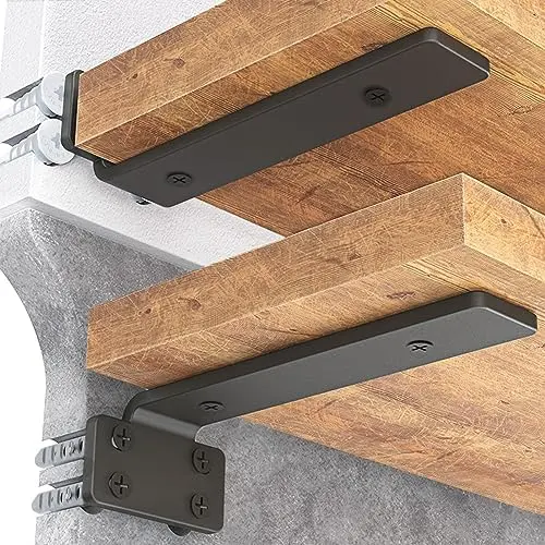 Shelf Bracket, Floating Shelf Brackets 4 inch Long, 6 Pack, Black