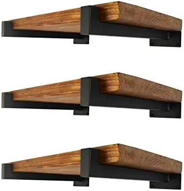 Shelf Brackets Black Brackets for Shelves with Lip 8 Inch 6 Pack
