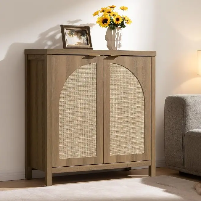 SICOTAS Rattan Sideboard Buffet Cabinet