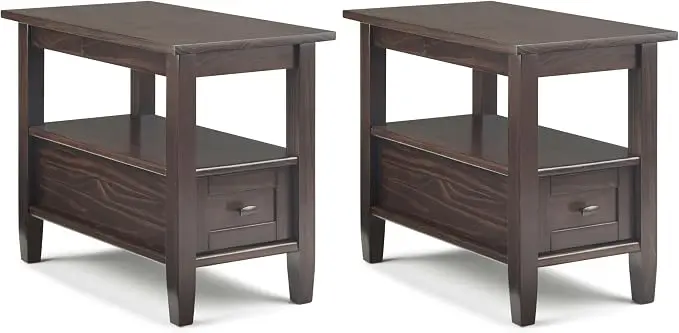 SIMPLIHOME Warm Shaker Solid Wood 14 inch Wide Transitional-Style Narrow Sides