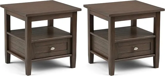 SIMPLIHOME Warm Shaker Solid Wood 20 inch Wide Transitional-Style End Tables in