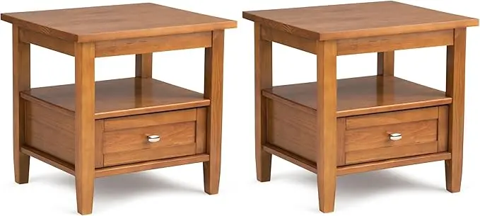 SIMPLIHOME Warm Shaker Solid Wood 20 inch Wide Transitional-Style End Tables in