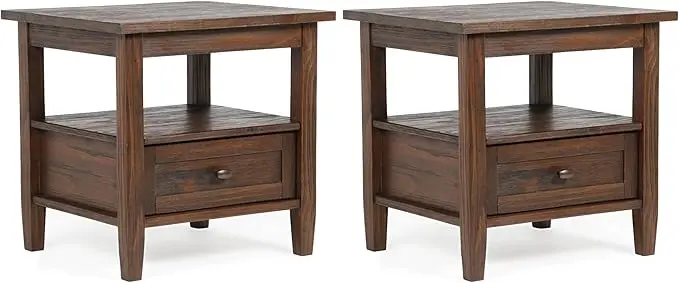SIMPLIHOME Warm Shaker Solid Wood 20 inch Wide Transitional-Style End Tables in