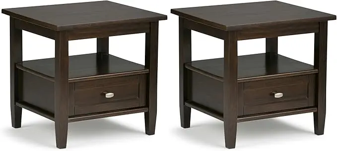 SIMPLIHOME Warm Shaker Solid Wood 20 inch Wide Transitional-Style End Tables in