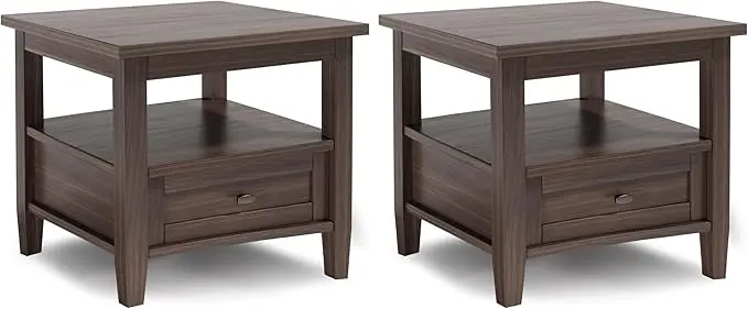 SIMPLIHOME Warm Shaker Solid Wood 20 inch Wide Transitional-Style End Tables in