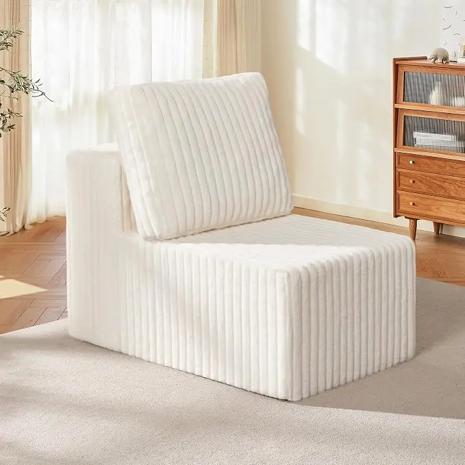 Single Sofa 1 Seat Couch with Deep Seat Memory Foam Cloud Chair with Pillows