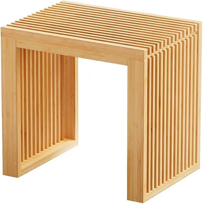 Small Bamboo Dining Bench, 17inch Farmhouse Decor Indoor Kitchen Table Bench