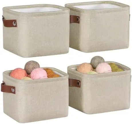 Small Fabric Storage Bins, Mini Storage Cubes, 7.8x6.7x5.9 Inch