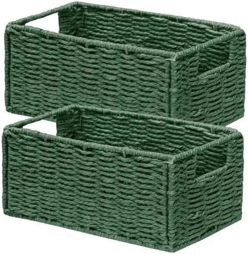 Small Wicker Storage Basket, Collapsible Baskets for Organizing