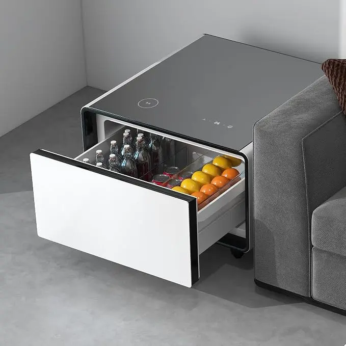 Smart Coffee Table with Fridge, Smart Center Table with Wireless Charging