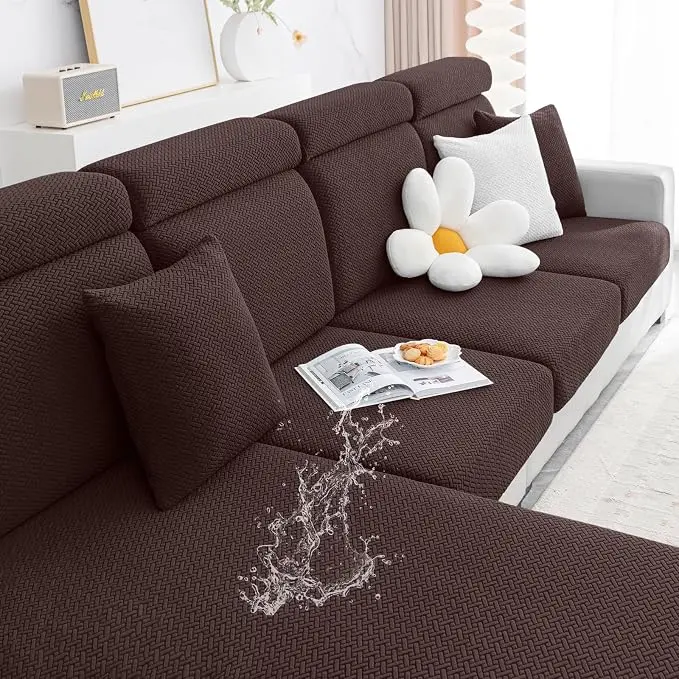 Smiry Waterproof Couch Cushion Covers, Stretch Jacquard Sectional Couch Covers