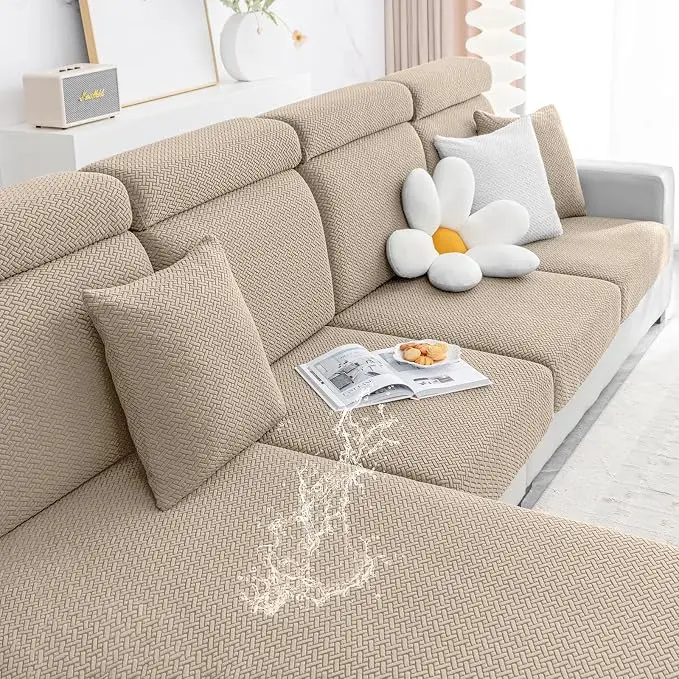 Smiry Waterproof Couch Cushion Covers, Stretch Jacquard Thick Sofa Cushion