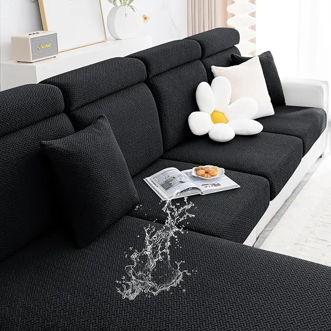 Smiry Waterproof Couch Cushion Covers, Stretch Jacquard Thick Sofa Cushion