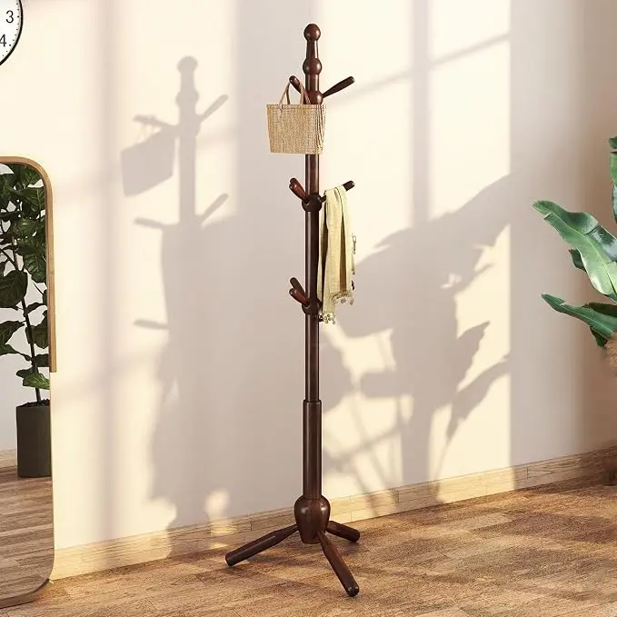 Solid Wood Coat Rack Stand, Vintage Heavy Duty Coat Hanger Stand