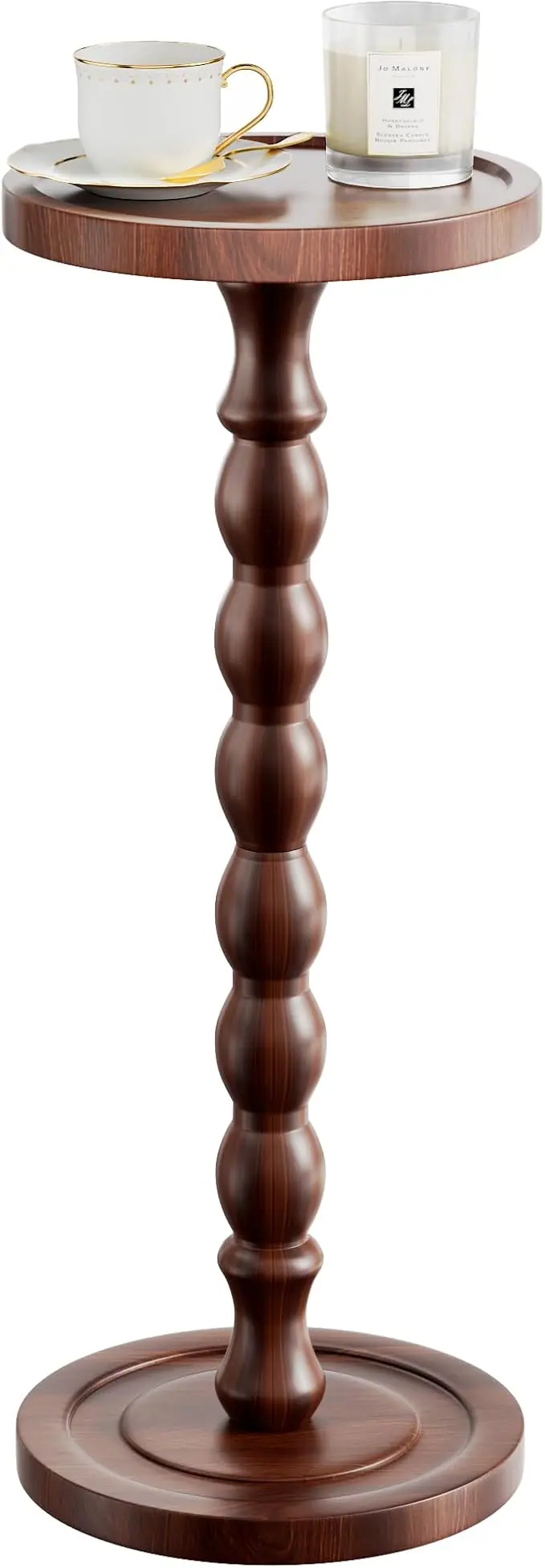 Solid Wood Drink Table, Rubber Wood Small Round Side Table