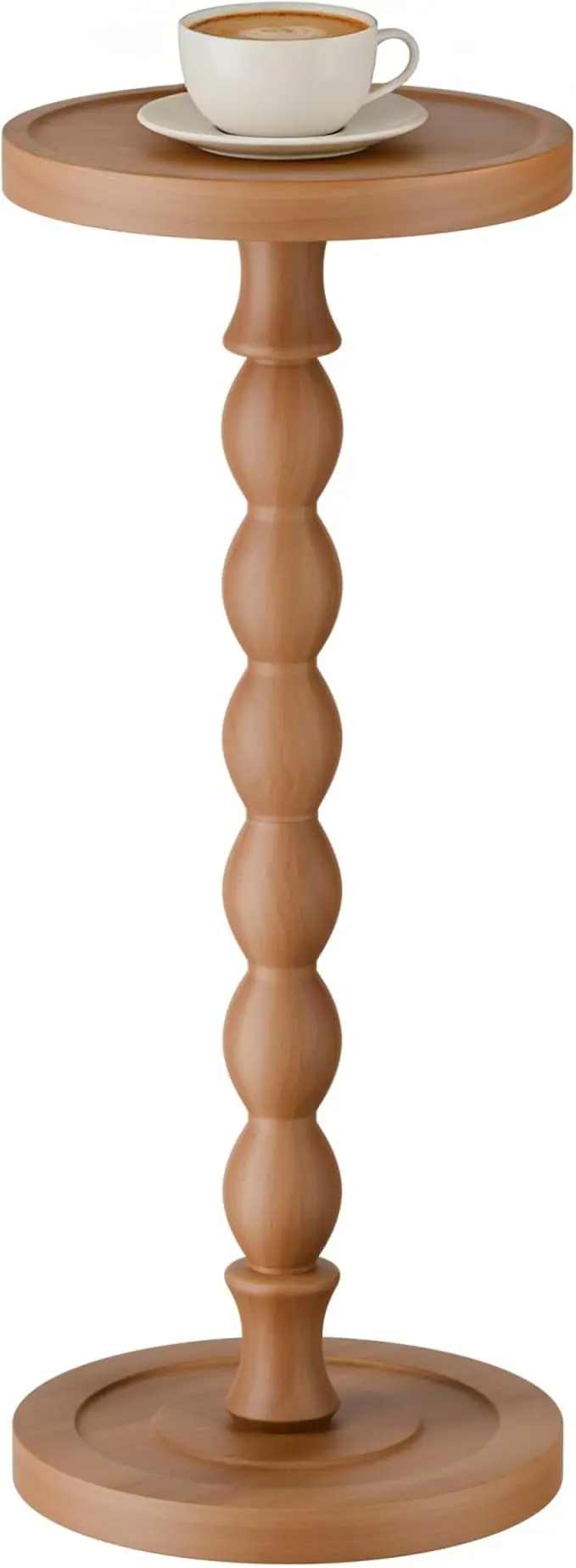 Solid Wood Drink Table, Rubber Wood Small Round Side Table