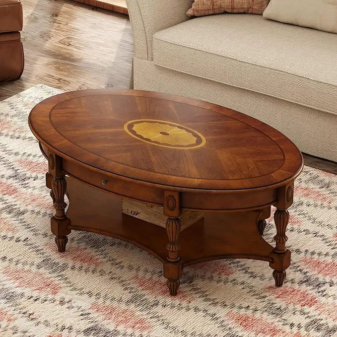 Solid Wood Oval Coffee Table