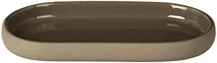 SONO Modern Bathroom Countertop Oval Tray Organizer - Ceramic Soft Touch - Tan