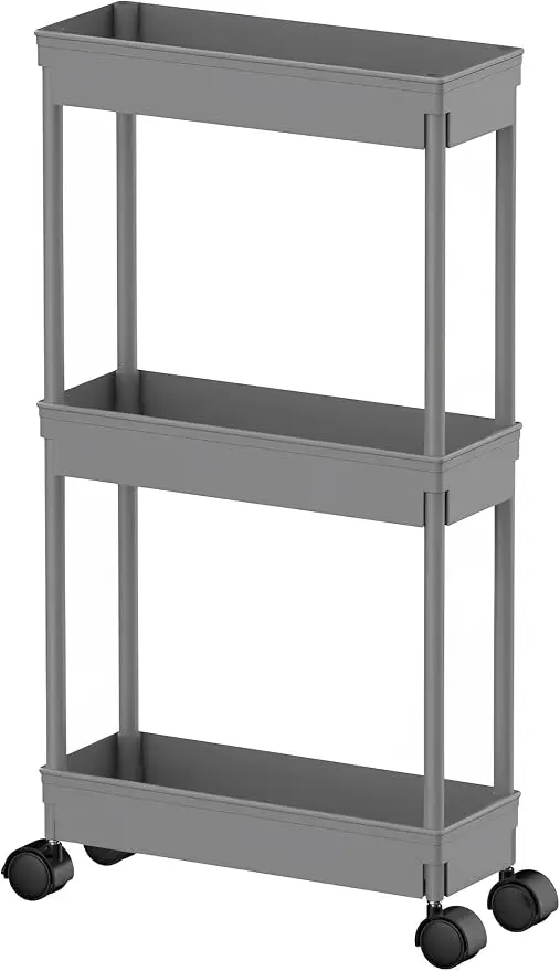 Sooyee Slim Storage Cart, 3 Tier Bathroom Rolling Utility Cart Storage