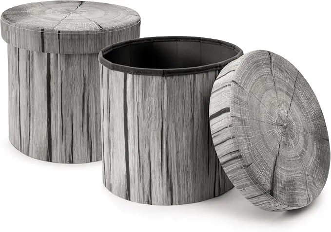 Sorbus Tree Stump Stool, Storage Ottoman 15 Inch Fake Tree Stumps Log Stool