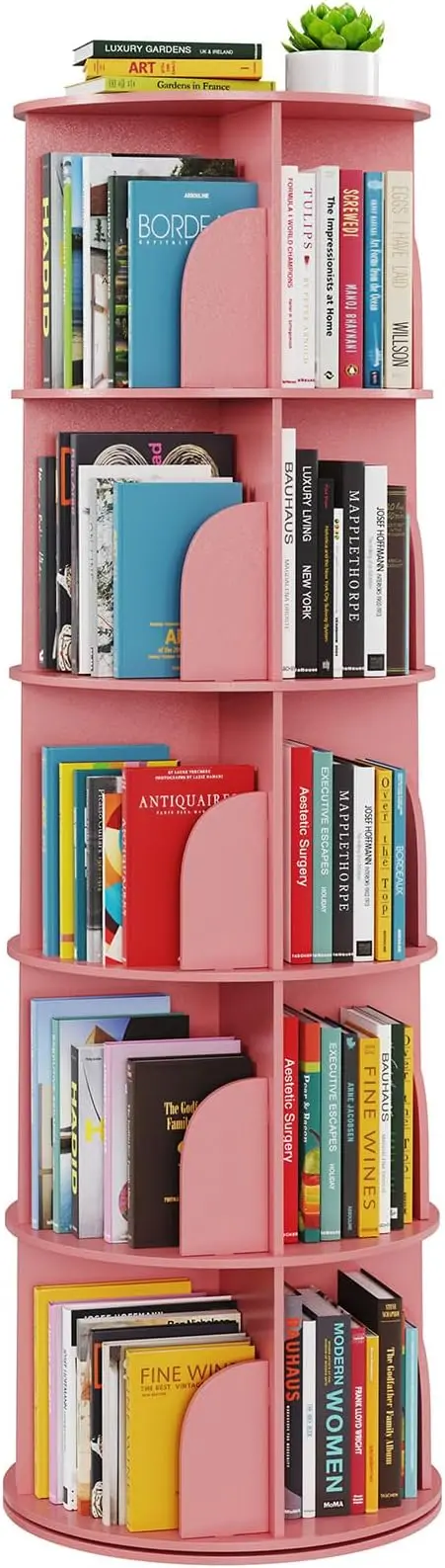 SpaceAid 5 Tier Rotating Bookshelf Tower, Spinning Bookcase Lazy Susan