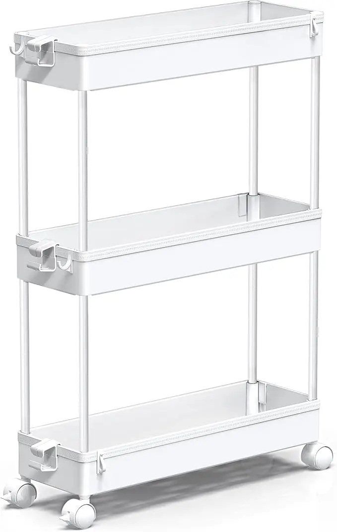 SPACEKEEPER Slim Rolling Storage Cart, 3 Tier Bathroom Storage Organizer