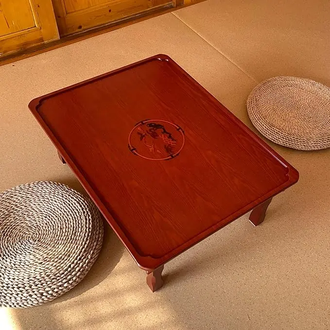Square Folding Coffee Table, Korean Dining Table, Solid Wood Low Tables