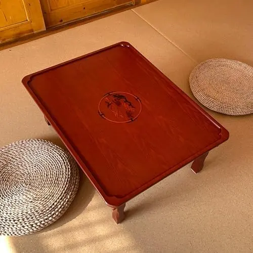Square Folding Coffee Table, Solid Wood Low Dining Table