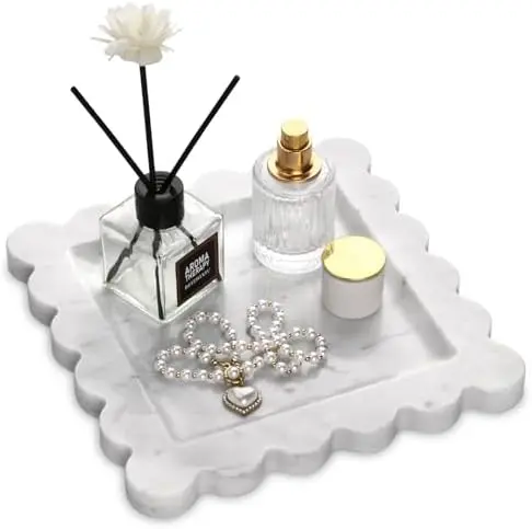 Square Marble Decorative Tray, Carrara White, 8 * 8