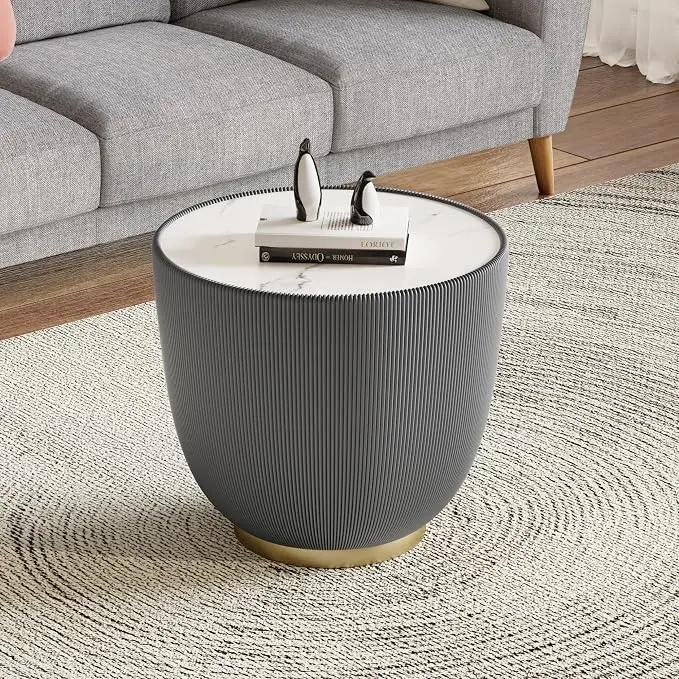 SSLine Bowl-Shape Small Coffee Table Modern Sintered Stone Top Coffee Table in