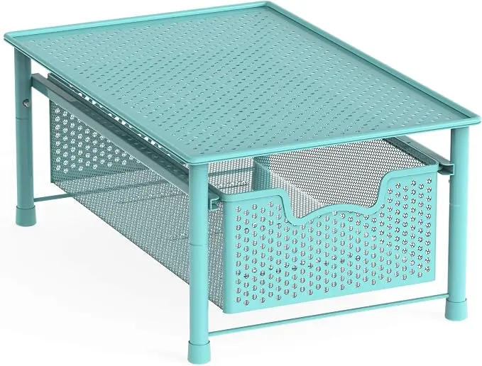 Stackable Cabinet Basket Drawer Organizer, Turquoise