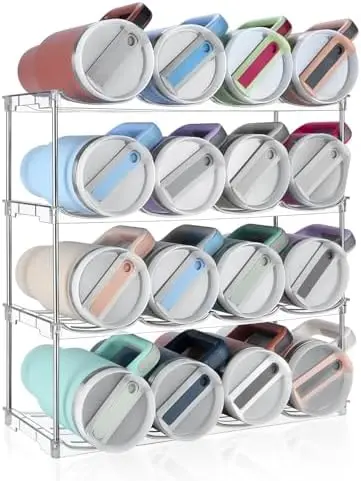 Stackable Water Bottle Organizer Large Compartment Water Bottle Holder