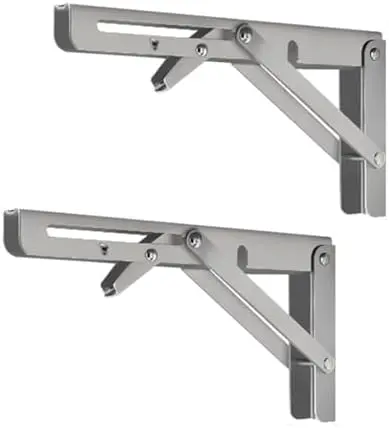Stainless Folding Shelf Brackets - Heavy Duty Stainless Steel Collapsible Shelf Bracket for Bench Table, Space Saving DIY Bracket, Max Load