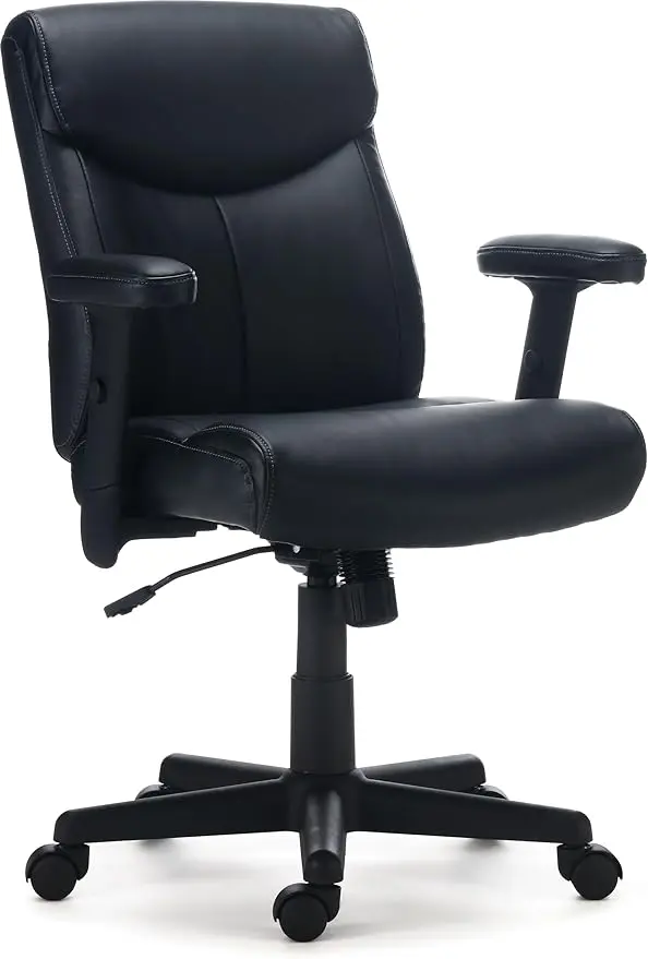 Staples Ergonomic Task Chair, Faux Leather, Adjustable Height