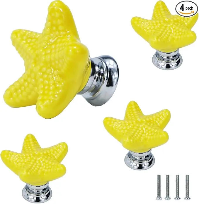 Starfish Drawer Knobs Coastal Kitchen Cabinet Knos Beach Themeb Knob Ceramic