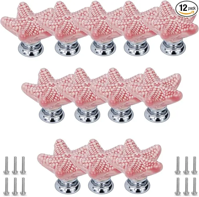 Starfish Drawer Knobs Coastal Kitchen Cabinet Knos Beach Themeb Knob Ceramic
