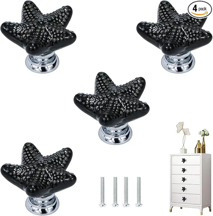 Starfish Drawer Knobs Coastal Kitchen Cabinet Knos Beach Themeb Knob Ceramic