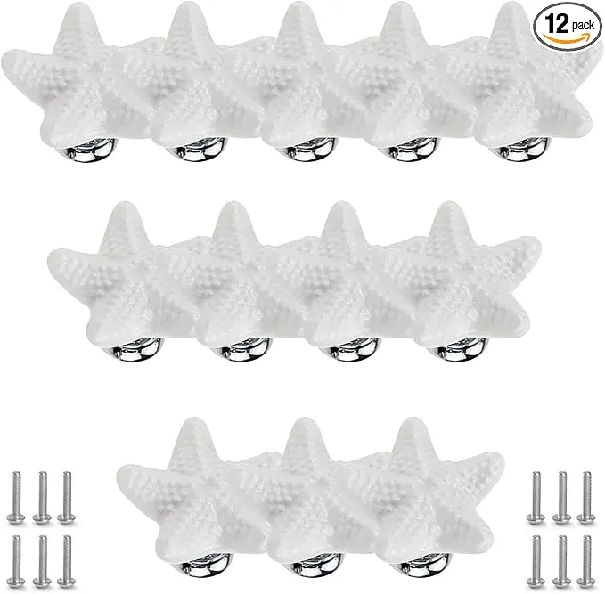 Starfish Drawer Knobs Coastal Kitchen Cabinet Knos Beach Themeb Knob Ceramic