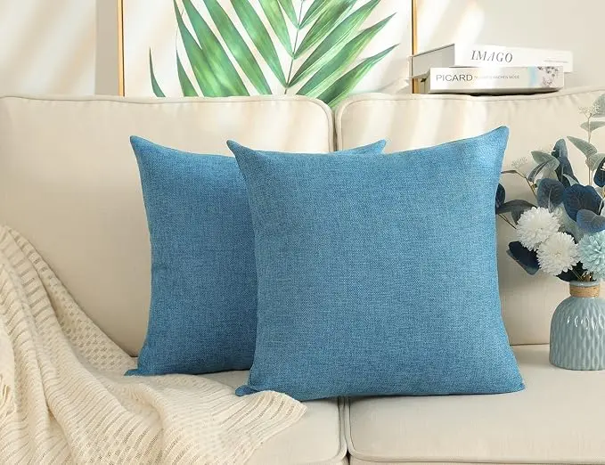 Stellhome Burlap Throw Pillow Covers 18x18 inch