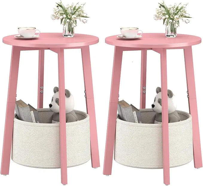 sthmec Small Round Side End Table Set of 2