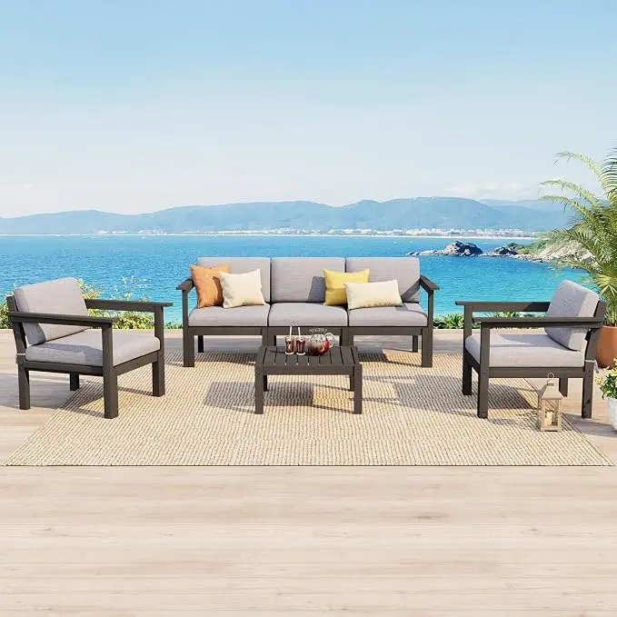 Stoog All-Weather Patio Conversation Set, 6-Piece Modular Outdoor Sectional Sofa