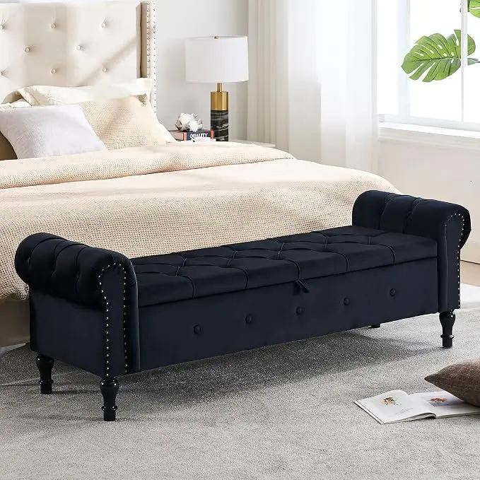 Storage Bed Bench for Bedroom, King Size Bench