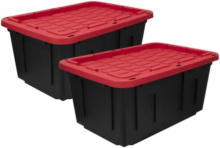 Storage Bins with Lids, 27 Gal 2-Pack Stackable Plastic Totes