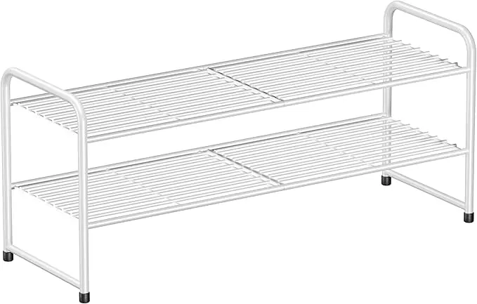 SUFAUY 2-Tier 33" Wide Shoe Rack, Closet Metal Wire, Stackable, White