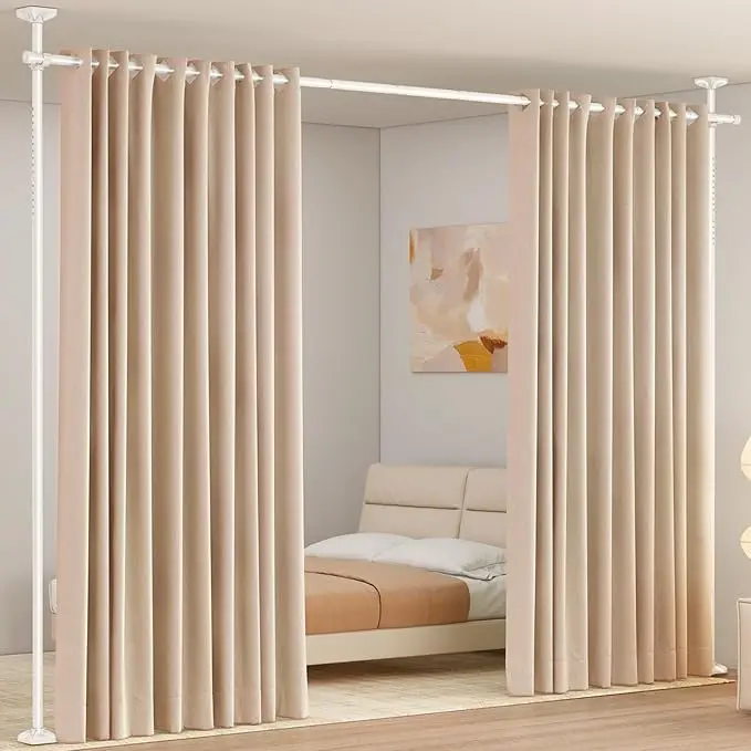 SUNALLY Room Divider Curtain Rod, No Drilling Room Separator