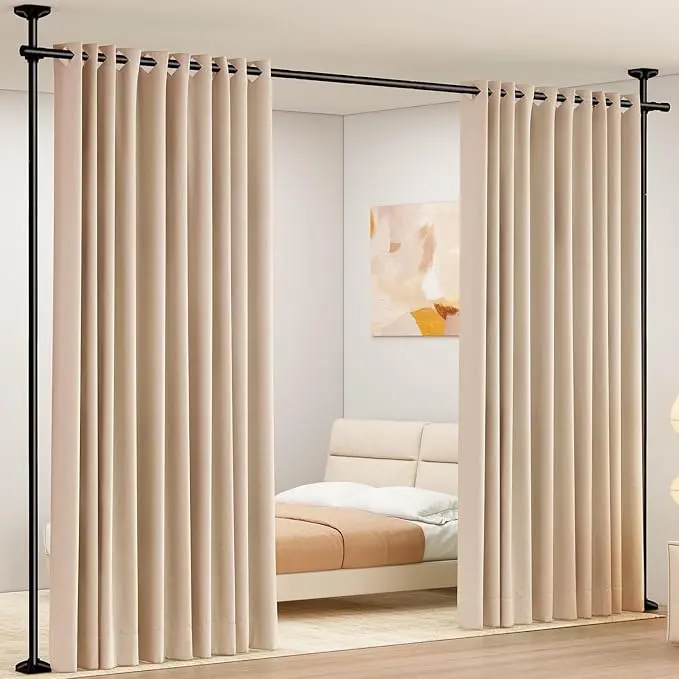 SUNALLY Room Divider Curtain Rod, No Drilling Room Separator